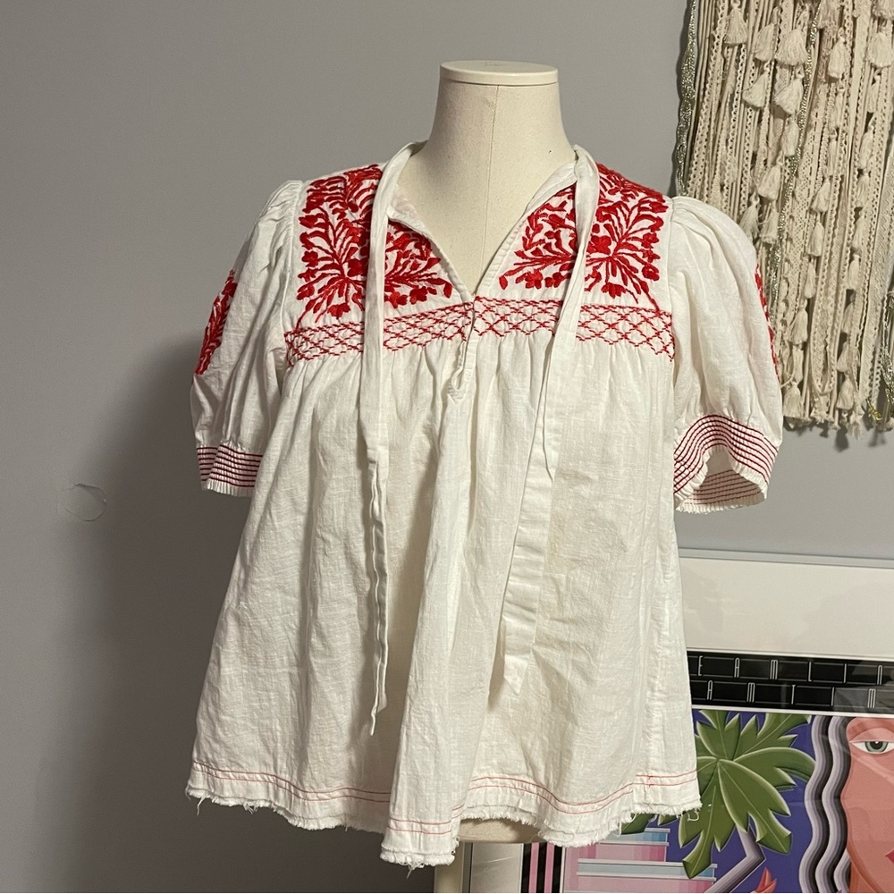 Free People gypsy style embroidered blouse
